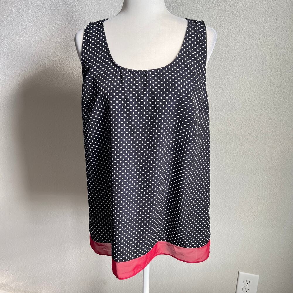 Market and Spruce Navy Blue Polka Dot Tank Top Women's XL Relaxed Lightweight